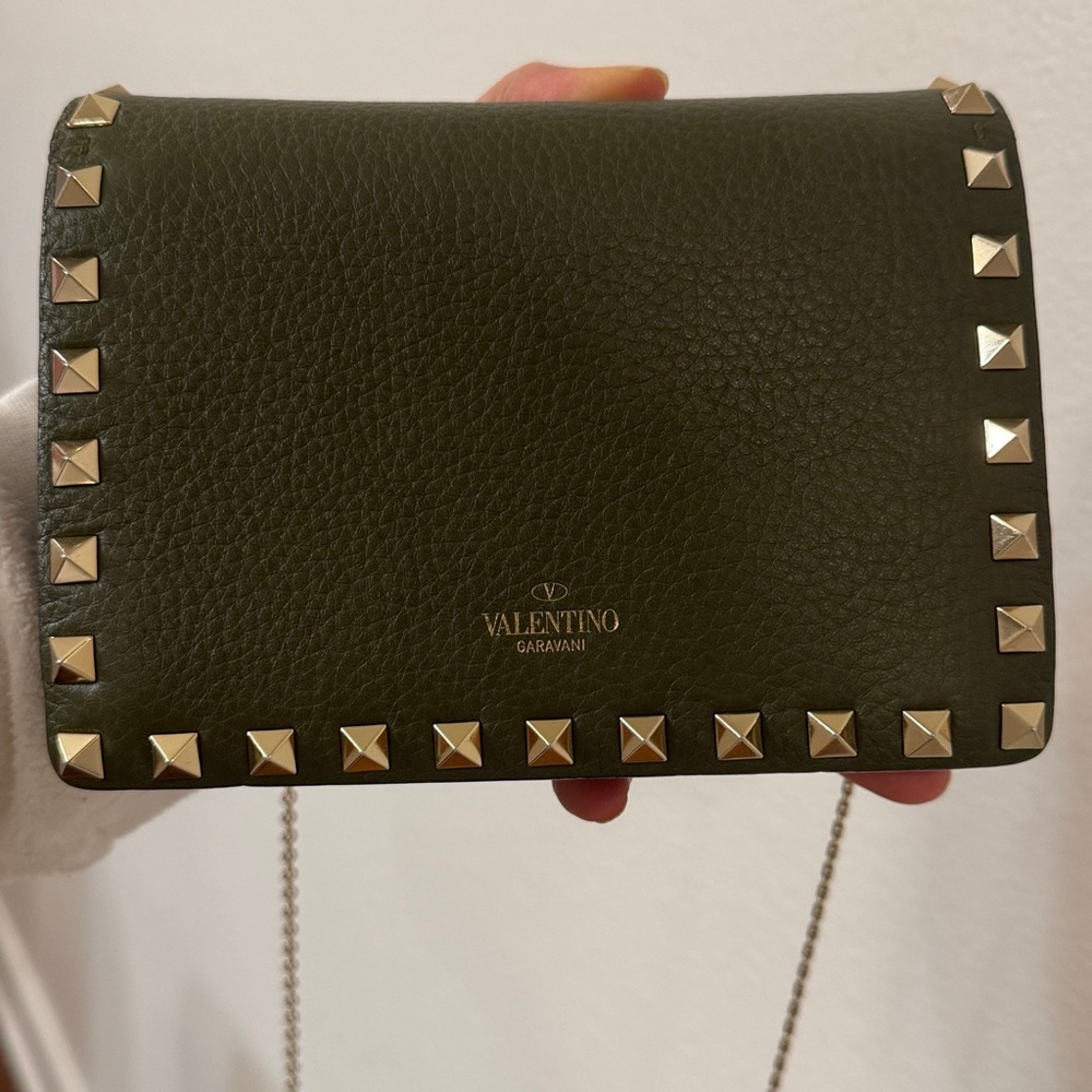 Valentino Garavani Green Rockstud Clutch Bag